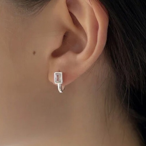 Boutique Jewelry - New Simple 925 Sterling Silver Clear Zircon Drop Earrings